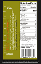 Load image into Gallery viewer, Nutrition Facts panel for BOLA granola Organic Gluten-Free with Extra-Virgin Olive Oil
